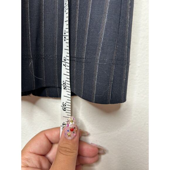 BCBGMAXAZARIA Black w/ Brown & White Pinstripe Wide Leg Zip Up Camilla Pant 2 - Picture 9 of 13